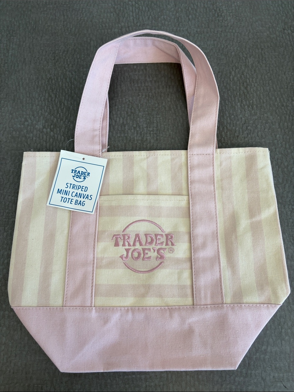 Trader Joe’s Pink Striped Mini Canvas Tote Bag